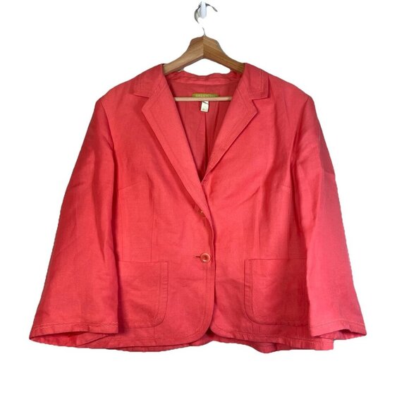 Sigrid Olsen Jackets & Blazers - Sigrid Olsen Womens Linen Jacket Coral Pink Lined Blazer Size 16 Office Career
